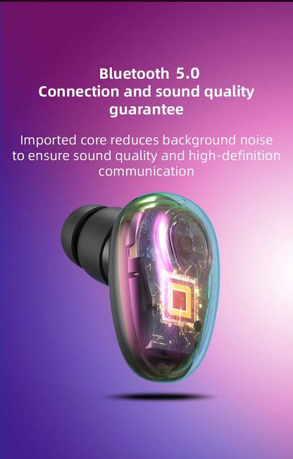 Mini invisible Bluetooth 5.0 earbuds by R.E.D. Shopping, wireless in-ear headphones with microphone and HiFi sound quality.