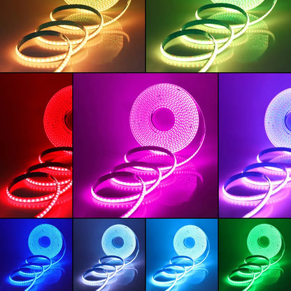 WiFi Bluetooth RGB COB LED Strip Light – 576 LEDs, 24/44 Key Remote, Flexible Tape Kit