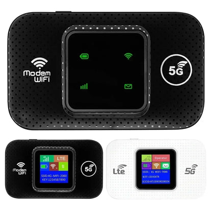 Portable 4G/5G WiFi router by R.E.D. Shopping with SIM card slot and 150Mbps speed, ideal for mobile internet connectivity.