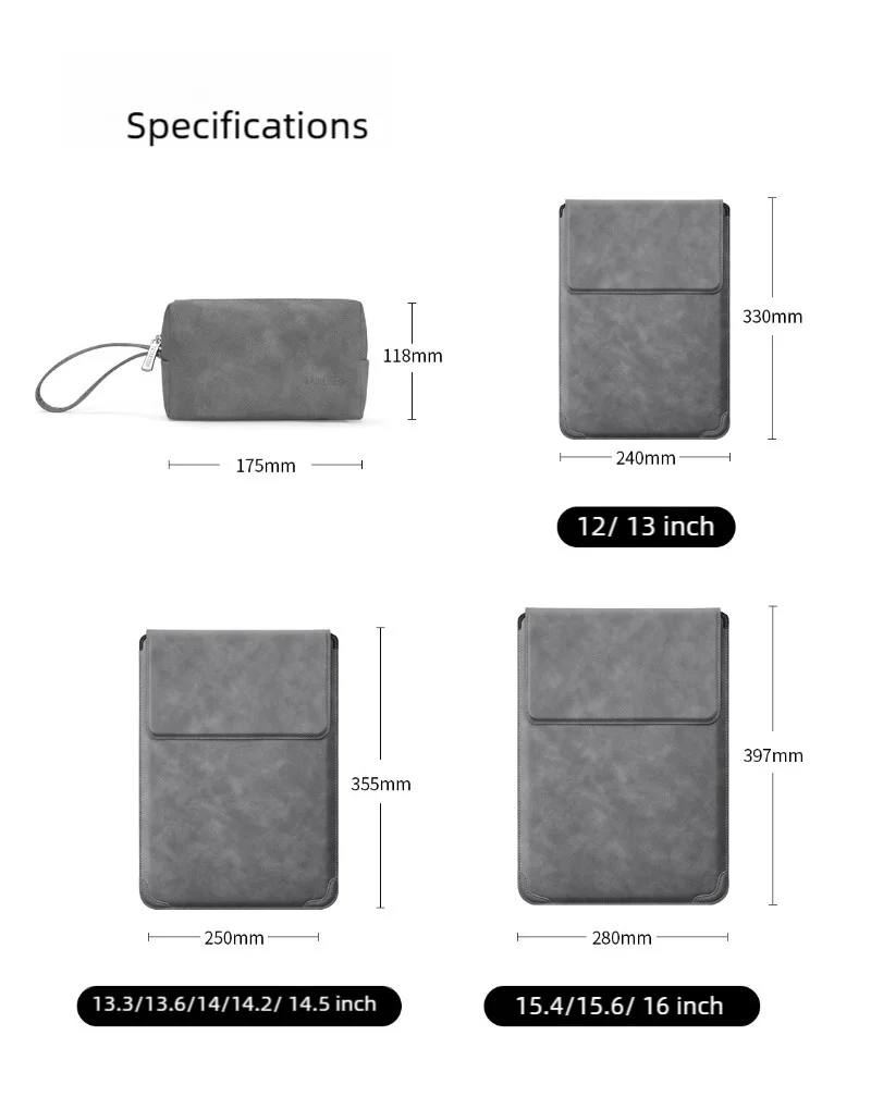 TAIKESEN Laptop Sleeve Case with Stand – PU, 13–16 Inch, for MacBook Air/Pro, Huawei, HP, Dell (Unisex)