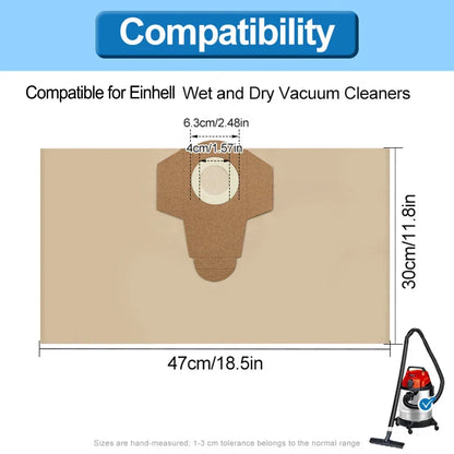Einhell BT-VC 1250S Wet & Dry Vacuum Dust Bags | 20L | 5pcs Replacement
