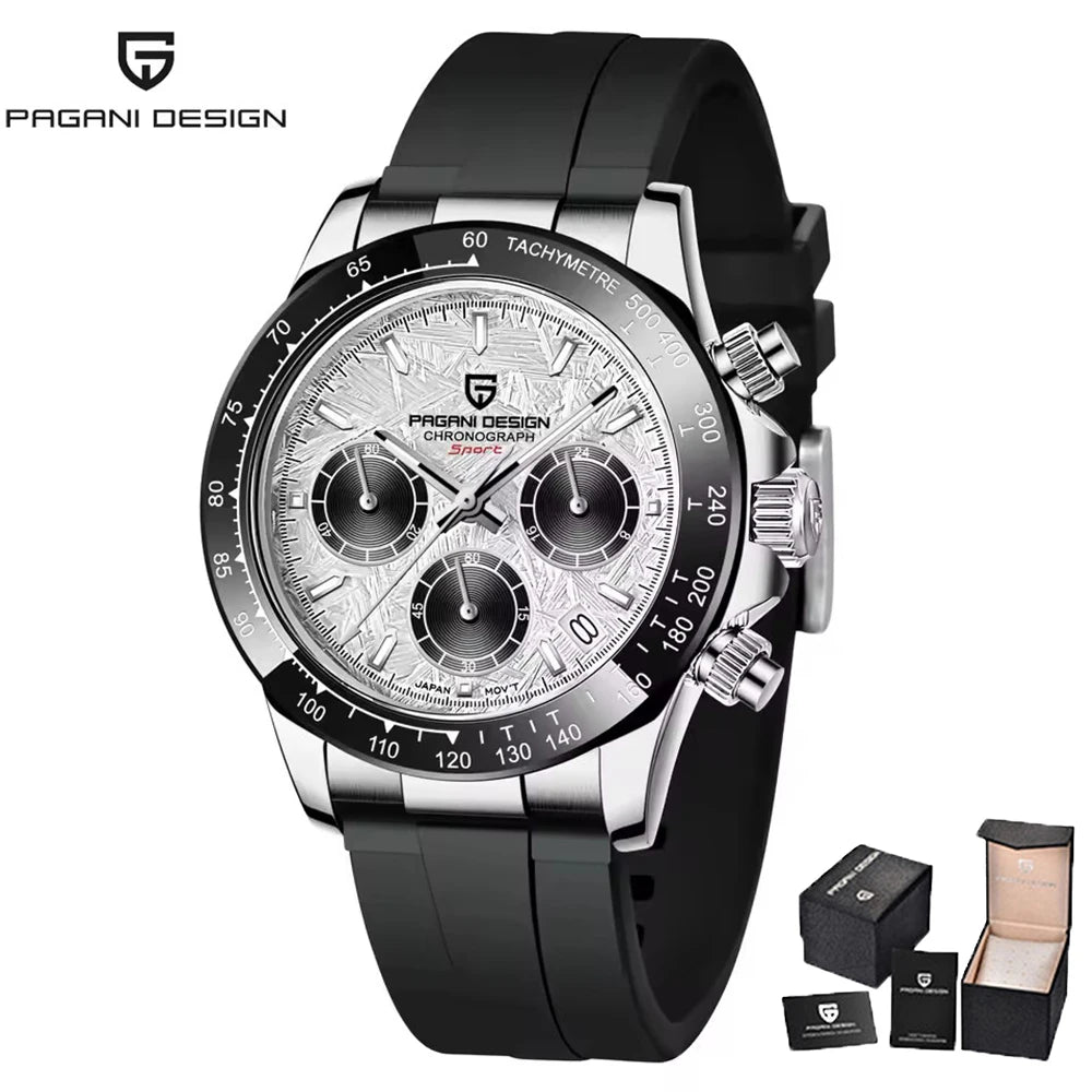 PAGANI DESIGN Men's Luxury Chronograph Watch – 100M Waterproof, Quartz Sport Wristwatch, Gift