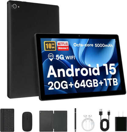 URAO Tablet 10" – Android 15, 20GB RAM, 64GB, 1280x800 IPS, WiFi 6, Widevine L1 + Keyboard Set