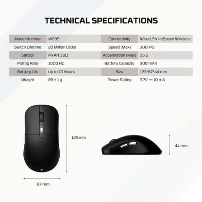 Wireless gaming mouse FANTECH KANATAS WG9S with PIXART 3311 sensor, 12000 DPI, macro buttons, designed for computer gaming.