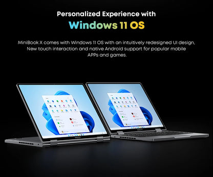 CHUWI MiniBook X 2-in-1 Laptop – Intel N150, 16GB LPDDR5, 512GB SSD, 10.51" 2K Touch, Windows 11