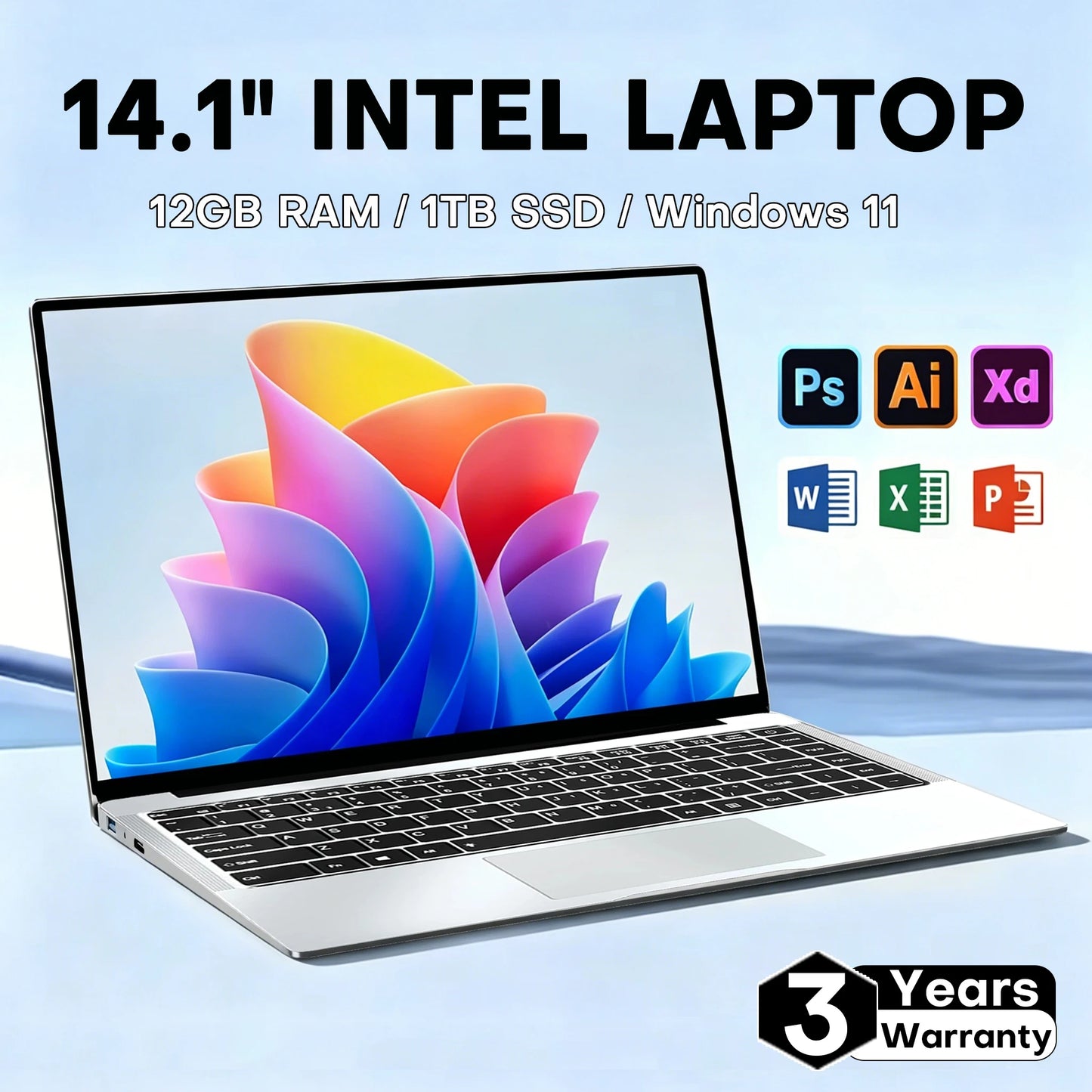 14.1" Laptop | Intel Core i7-9850H or Atom A3950 | 12GB RAM | Up to 2TB SSD | Win 11 | Office Study