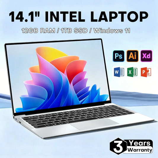 14.1" Laptop | Intel Core i7-9850H or Atom A3950 | 12GB RAM | Up to 2TB SSD | Win 11 | Office Study