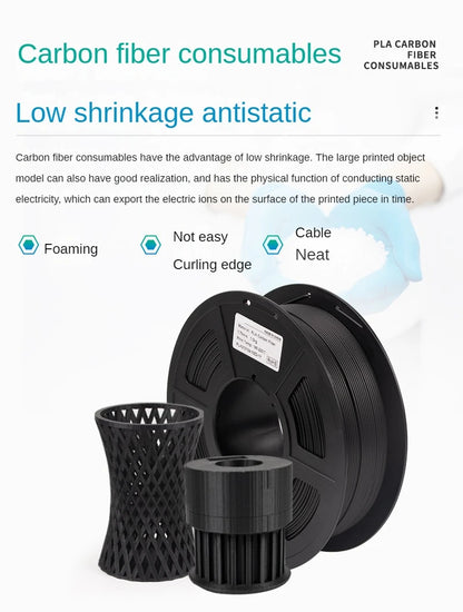 Carbon Fiber PLA Filament 1.75mm – High-Accuracy +/-0.02mm, 1KG / 250G Spool