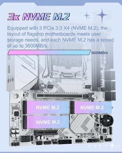 MACHINIST X99 U9 Motherboard – LGA2011-3, DDR4, 3x NVMe M.2, White Armor