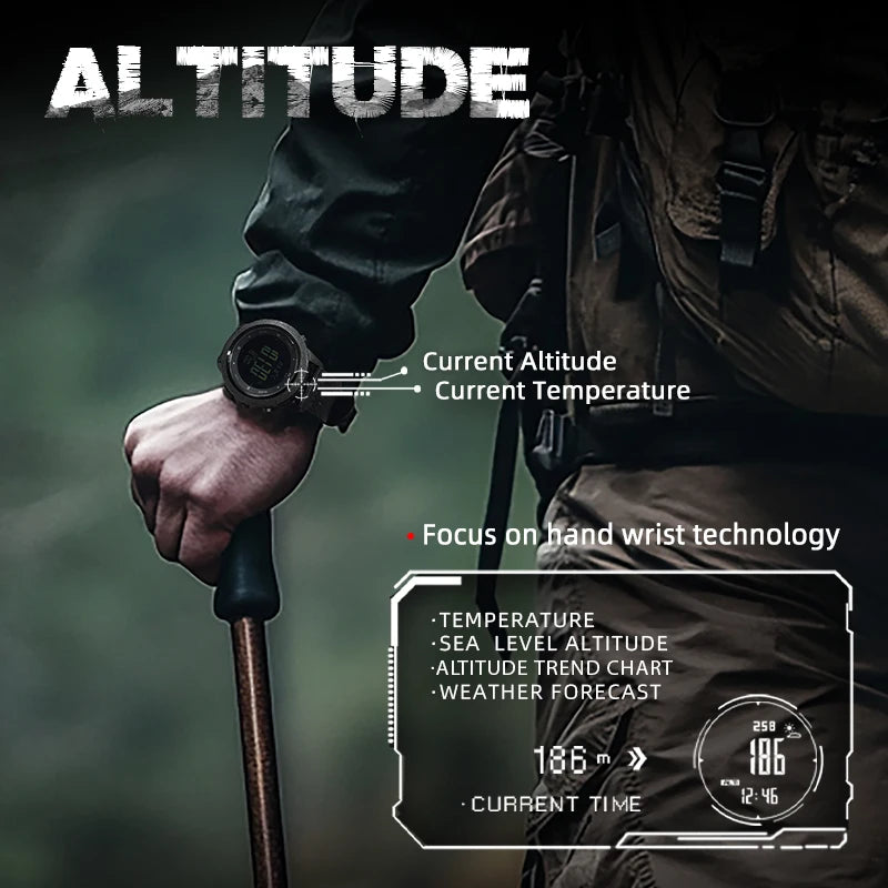 NORTH EDGE Military Smart Watch – Altimeter, Barometer, Thermometer, Compass, 50m Waterproof