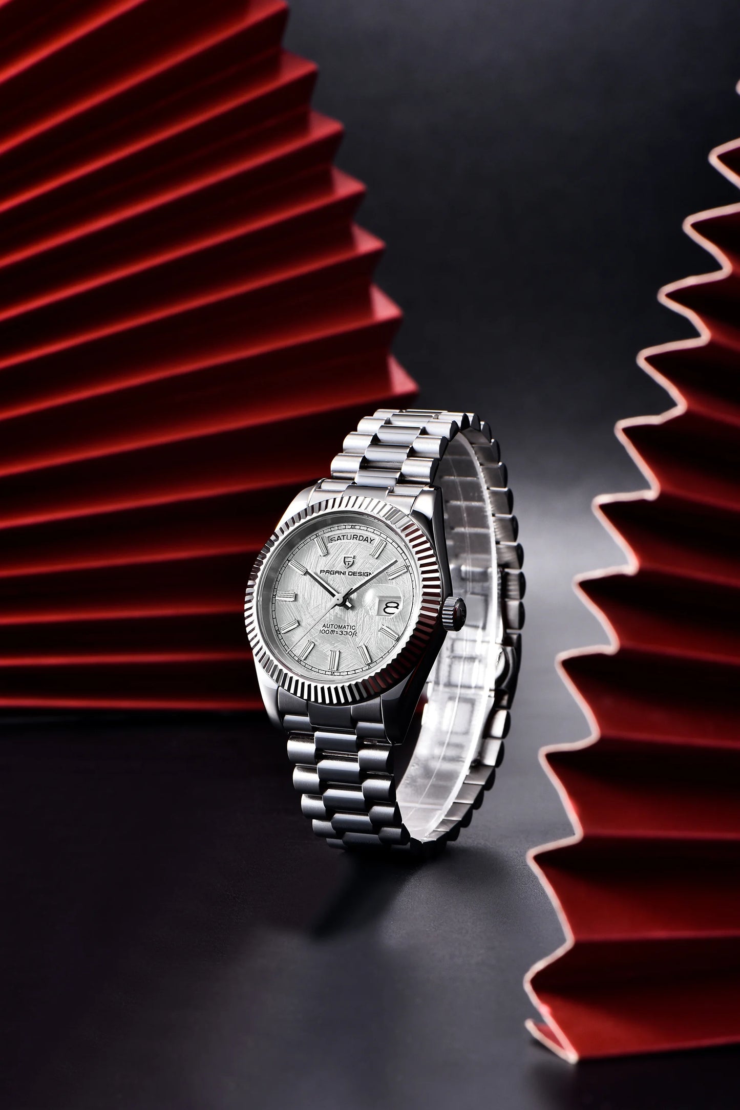 PAGANI DESIGN Men's Automatic Watch – 40mm, NH36A, AR Sapphire Glass, Date & Week, Gold Green