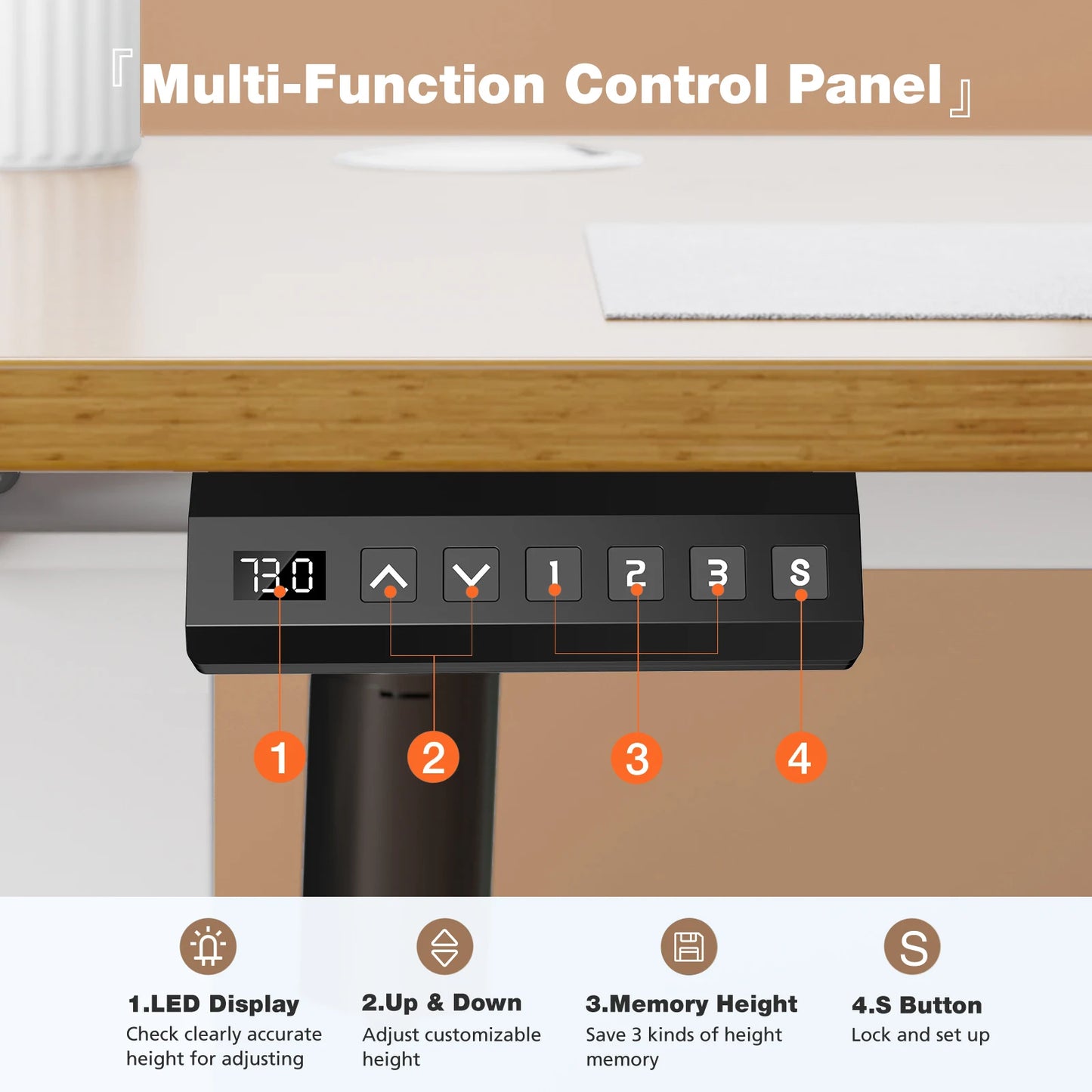 JHK Electric Standing Desk 40x24" | Height Adjustable Sit-Stand Workstation