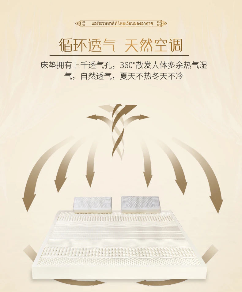 Natural latex mattress from Thailand, 10cm thick, soft cushion, suitable for 1.2-1.8m beds, by R.E.D. Shopping
