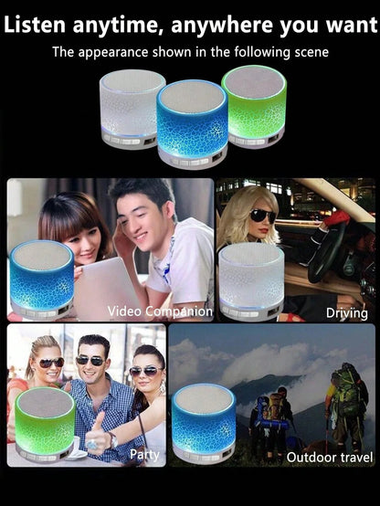 Wireless Mini Subwoofer Speaker with 7-Colour LED Light - Portable Bluetooth Speaker