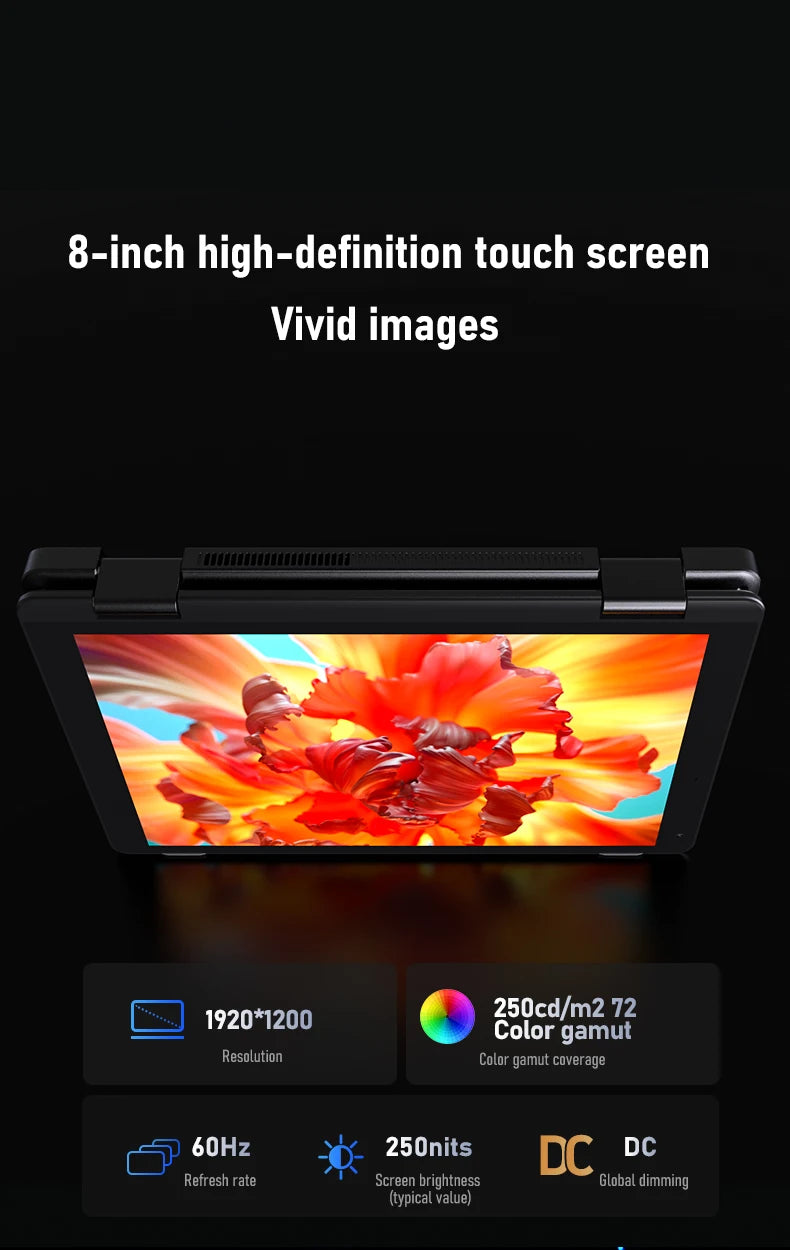 Zwide Pocket Book N8 Pro – 8" Yoga Mini Laptop, Intel i3-N305, 16GB LPDDR5, up to 2TB SSD, Windows 11
