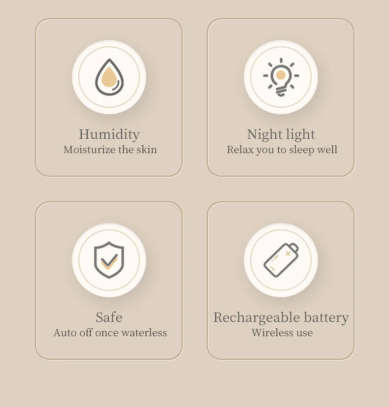 USB Rechargeable Air Humidifier 270ml — 800mAh Battery, Colour LED Light, Mist Maker, Flower Design
