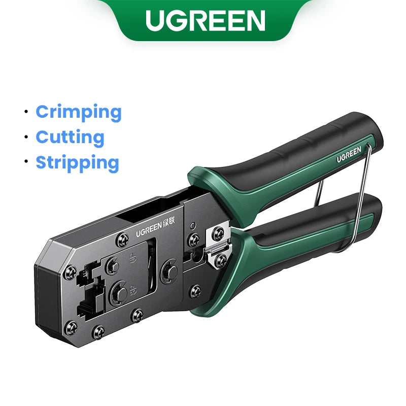 UGREEN RJ45 Crimper Tool NW136 | CAT6/7 Ethernet Cable Crimping Pliers | Cutter & Stripper | 8P/6P