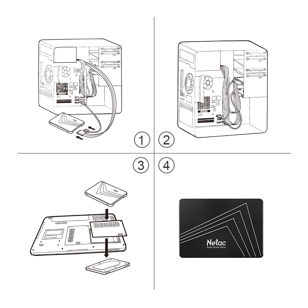 Netac 2.5" SATA3 SSD | 128GB to 2TB | Internal Solid State Drive | Laptop & PC Upgrade