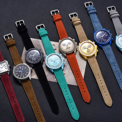 Vintage Suede Leather Watch Band – Quick Release 18/19/20/22mm for Men & Women