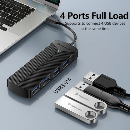 Yottamaster 4-in-1 USB 3.0 Hub | 5Gbps | Ultra-Slim OTG Adapter | USB-A & Type-C | For PC & Mac