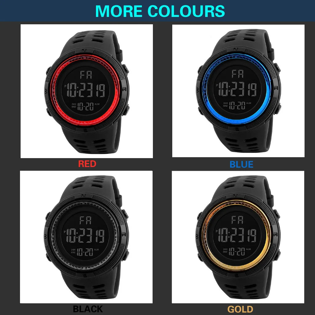 R.E.D. Shopping military LED digital watch with luminous display, multifunction sport watch for men, teens, and kids.