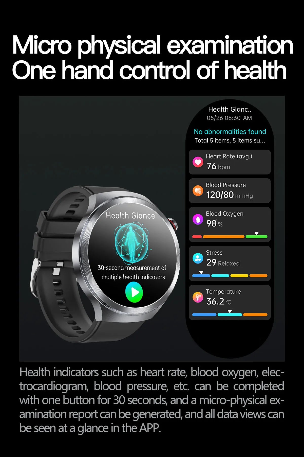 2025 Health Smart Watch – ECG+PPG, Blood Pressure, Blood Oxygen, Uric Acid, Bluetooth Call