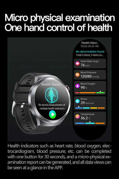 2025 Health Smart Watch – ECG+PPG, Blood Pressure, Blood Oxygen, Uric Acid, Bluetooth Call