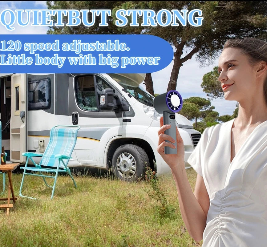 Portable Mini Personal Fan – 120-Speed Digital Display & Ice Cooling