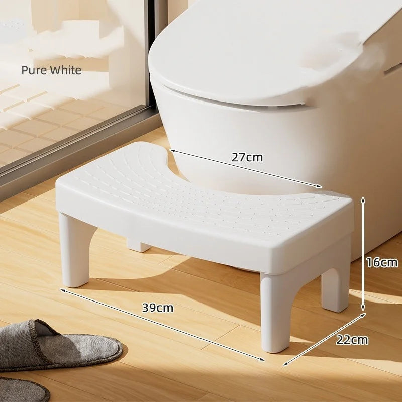 Plastic toilet stool footstool with non-slip pad, thickened design for children, suitable for bathroom use and squatting assistance.