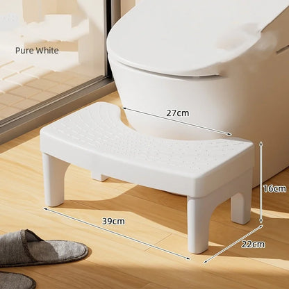 Plastic toilet stool footstool with non-slip pad, thickened design for children, suitable for bathroom use and squatting assistance.