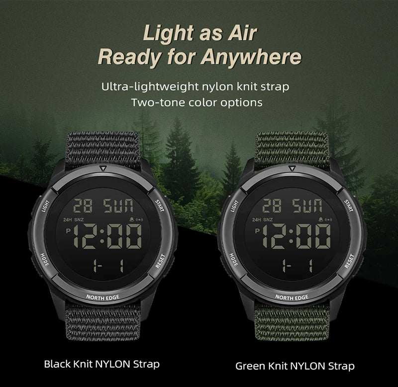 NORTH EDGE TERRAX Men's Digital Sport Watch – 50M Waterproof, Stopwatch, Countdown, Outdoor