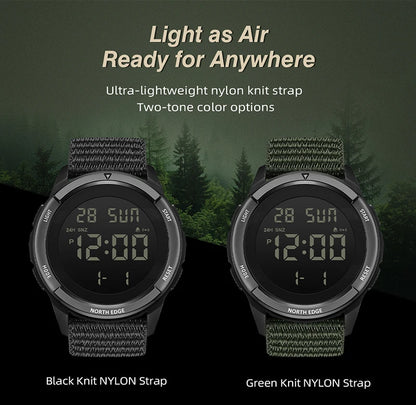 NORTH EDGE TERRAX Men's Digital Sport Watch – 50M Waterproof, Stopwatch, Countdown, Outdoor