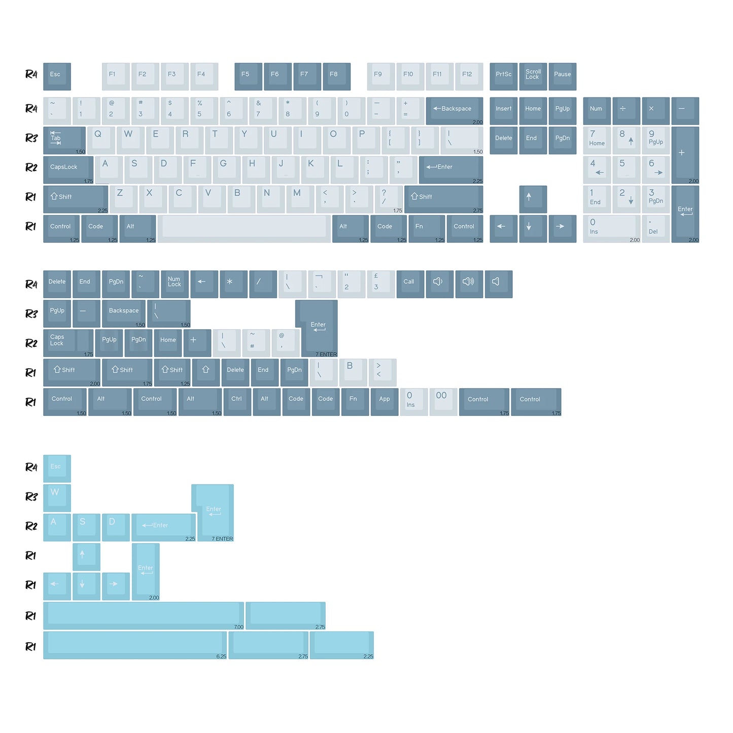 KBDiy Rome Set 174-Key Cherry Profile PBT Double Shot Keycaps – Jade Translucent for Mechanical Keyboards