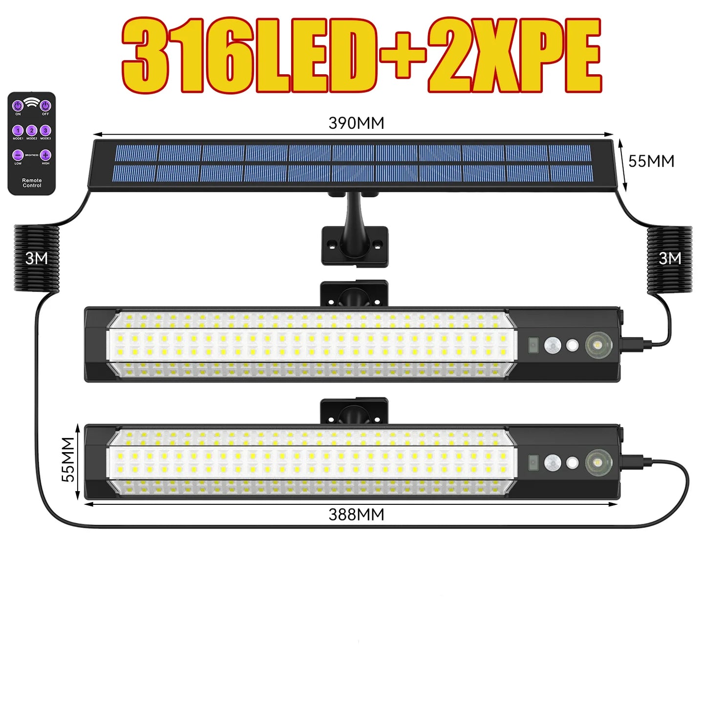 Solar Flood Light – 5000000LM LED, Remote Control, Waterproof Outdoor Spotlight