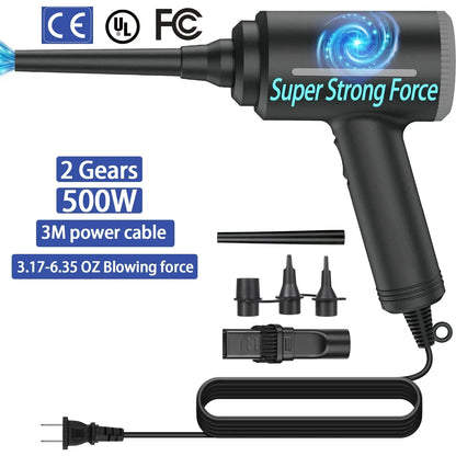500W Electric Air Duster & Air Pump 2-in-1 — Compressed Air Cleaner for PC, Laptop, Keyboard