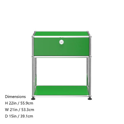 Stainless steel R.E.D. Shopping metal nightstands with storage cabinets, modern bedroom furniture for living room and bedroom decor.