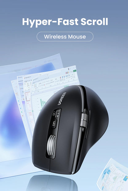 UGREEN Hyper-Fast Scroll Wireless Mouse – BT5.4 & 2.4G, 5000 DPI, Ergonomic for MacBook & PC