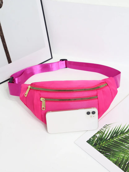 R.E.D. Shopping women's sports waist bag with multiple compartments, designed as a fanny pack and crossbody for outdoor activities