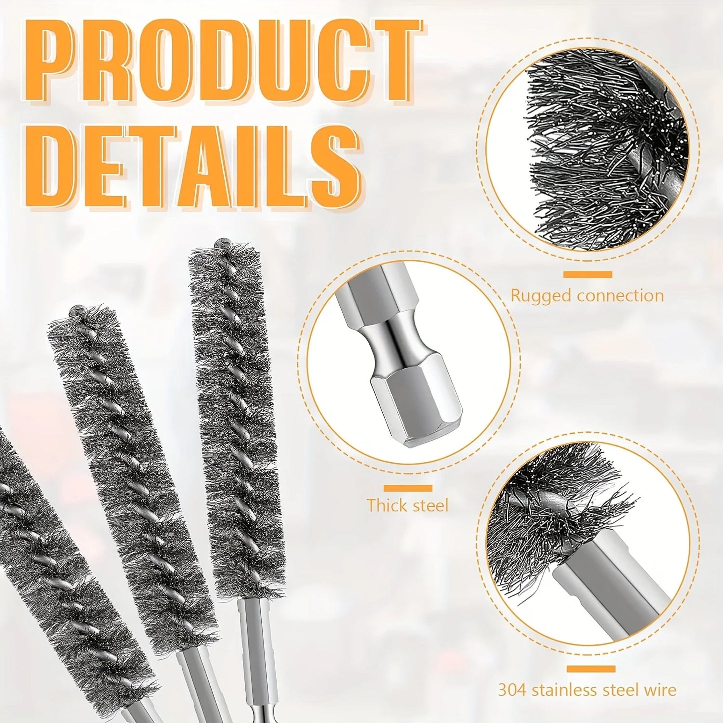 5-Piece Hexagonal Steel Wire Brush Set for Electric Drill – Stainless Steel