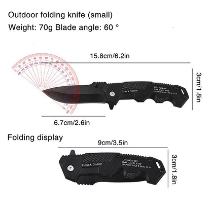 Stainless Steel Folding Pocket Knife with Clip – EDC Camping & Fishing Knife