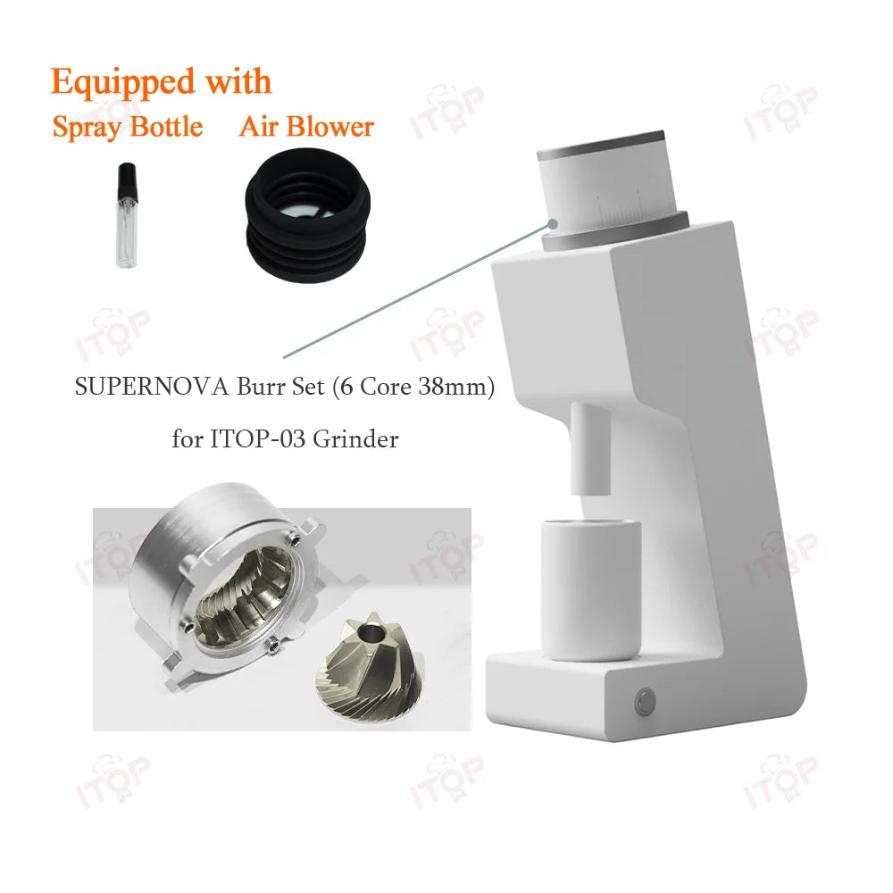 ITOP 03 Electric Coffee Grinder – 48mm Flat Burr, 7-Core, Espresso & Filter | 110V / 220V
