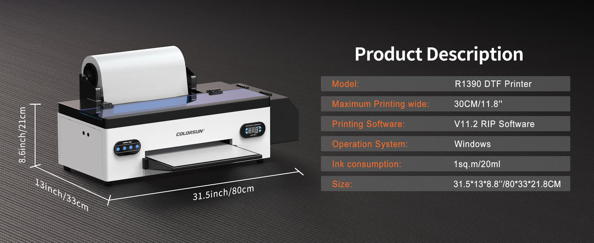 Colorsun A3 DTF Printer – Epson R1390 | Direct to Film | T-Shirt & Hoodie Printing