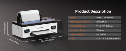 Colorsun A3 DTF Printer – Epson R1390 | Direct to Film | T-Shirt & Hoodie Printing