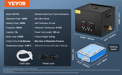 SucceBuy Ultrasonic Cleaner 2L–15L | Portable | Home & Kitchen Use
