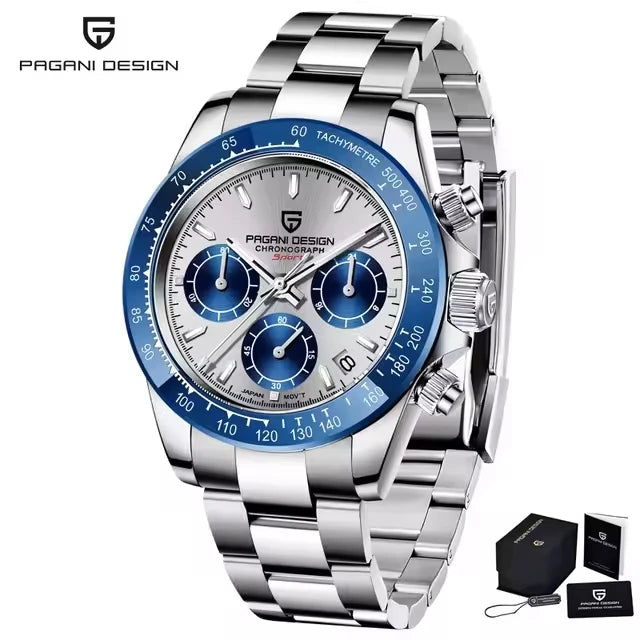PAGANI DESIGN PD1644 Men's Quartz Chronograph Watch – Sapphire Crystal, 100M Water Resistant