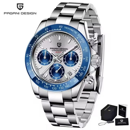 PAGANI DESIGN PD1644 Men's Quartz Chronograph Watch – Sapphire Crystal, 100M Water Resistant
