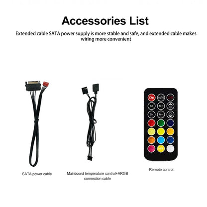 9-Port ARGB PWM Fan Hub – 3-Pin ARGB + 4-Pin PWM, Magnetic Mount, Remote Control, 12V/5V, Black/White