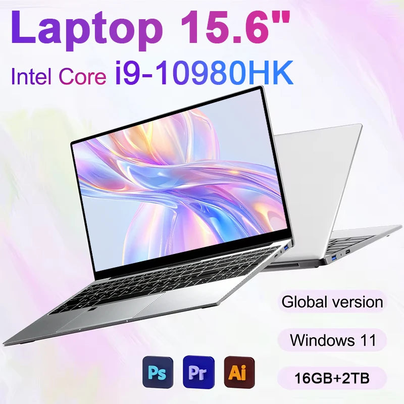 ACEKAMAS 2026 Laptop 15.6" – Intel Core i9 10980HK, 16GB DDR4, up to 2TB SSD, Windows 11 Pro