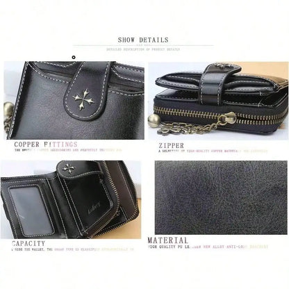 AEDG Retro Mini Leather Wallet with Zipper