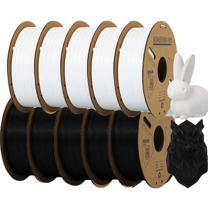 KINGROON PLA Filament 1.75mm – 5 or 10 Rolls, Mixed Colors, No Bubble